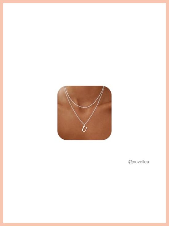 Jewelry - 14K Gold Plated Initial Necklace Layered Letter Pendant Dainty Choker Gift